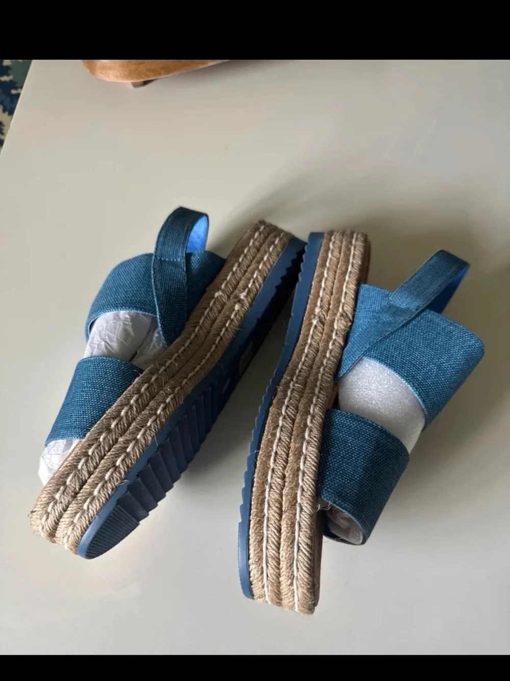 Silent D Anthropologie Alek Platform Espadrille Sandals Denim Blue  sz 41/10.5